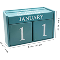 Miniatyrbild 5 av 5: Trä skrivbord block kalender - Perpetual block månad datum display heminredning dekoration (blå)