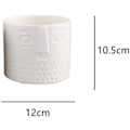 Miniatyrbild 2 av 5: Set med 2 keramiska blomkrukor för suckulenter - Ansiktsdesign - För vardagsrum, kontor - Vit