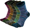 Toe Socks Men Five Finger Striped Socks Running Athletic Cotton Socks 5 Pairs