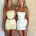 Pikkukuva 3 / 5: Naisten seksikkäät kesäiset kaksiosaiset asut Bandeau Going Out -crop topit vartalonmyötäiset hame setit Minimekko -GSL5.28 white