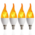 Miniatyrbillede 1 af 5: 4 stk. E14 3w flammelys pærer 3 tilstande kandelaber varmt hvid lysekrone stearinlys kompatibel Hallowee