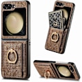 Miniatyrbild 1 av 5: Plånboksfodral för Samsung Galaxy Z Flip 6, Smalt PU-läder Stötsäkert Fodral med Ringhållare & Kortfack för Galaxy Z Flip 6 5G 2024 brown