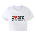 Miniatyrbild 2 av 4: Jag älskar min pojkvän sommarmode flickor korta t-shirt korta ärm kvinnor t-shirt casual toppar 90-tal flickor damer kvinnliga ZD Y xl