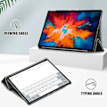 Miniatyrbillede 2 af 2: Litchi Texture Tri-fold Auto Wake / Sleep PU Cover Sort For Lenovo Tab P11 Pro Tb-j706f / J716 Sort