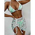 Pikkukuva 2 / 3: Kesäinen bikinitriange-uimapuku naisille, Halter-uima-asu, hame, 3-osainen elegantti uimapuku ZD B2 m