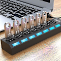 Miniatyrbilde 5 av 5: Svart 7-porters USB-hub med høy hastighet, multisplitter, ekspansjonsstrømadapter for PC bærbar PC -GSL