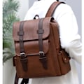 Miniatyrbillede 1 af 5: Læder Laptop Rygsæk Til Mænd, Arbejde Business Rejse Kontor Rygsæk College Bookbag, Casual Computer Rygsæk Passer Notebook 15.6 Tommer
