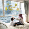 Pikkukuva 1 / 5: Eid Mubarak -koristeet Ramadanin koristeet Mubarak Eid -riipukset Ramadanin kuun ja tähden merkit kotiin Eid-juhliin gold c