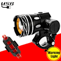Miniatyrbilde 3 av 5: T6 LED MTB Sykkel Bak- og Forlykter Sykkelhovedlys USB Oppladbar individual headlight