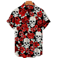Miniatyrbilde 1 av 3: Herre Blomster Kortærmet Hawaii Skjorte, Herre Casual Skull T-skjorter ZD C color 1
