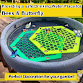 Miniatyrbillede 4 af 5: 3D-printet flydende biø, bi-vandingsstation, 2 stk. bi-kopper til haven, bi-drikkekopper til haven, bi-vandingsstation og sommerfugle-vandingsstation -CHSZ yellow and green