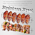 Miniatyrbillede 3 af 5: 2 stk. grillspyd til kyllingevinger, flade klipsespryd til vinger, grillspyd i metal til grill, grillspyd til grillspyd, grillværktøjssæt til udendørs picnic campingfest -GSL5.2 8pcs