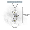 Miniatyrbillede 5 af 5: Ægte 925 Sterling Sølv Lang Elegant Forglemmigej Blomster Vedhæng Mode Smykker Kæder og Halskæde til Kvinder Gave mix colour pendant and chain