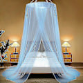 Miniatyrbillede 1 af 5: Luksus Myggenet Himmel Seng, Ultra Stor: Til Enkelt Til King Size Seng, Hurtig Nem Installation, Fineste Huller: Mesh 380, Gardin Netting -DGJR blue
