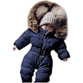 Miniatyrbild 2 av 3: Baby vinteroverall med huva Romper Snowsuit Dun Skiddräkt Romper Pojkar Flickor Långärmad Overall Varma kläder Presentkläder För 0-24 månader -GSL pink