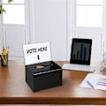 Miniatyrbillede 2 af 5: 1 Pak Acryl Donation Box med Lås, Sort Stemmeboks med Skilt Holder, Forslagboks til Fundraising