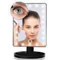 Miniatyrbillede 2 af 3: Schramm LED-sminke spejl sort med 10x forstørrelse - sminke spejl med LED - make up spejl med belysning - stå spejl - kosmetik spejl -CNHA