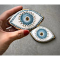 Pikkukuva 2 / 2: Sininen paha silmä seinälle ripustettava kultainen koriste, kodin suojeluamuletti, paha silmä seinälle ripustettava koristezd qe 10.5x6x3cm