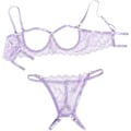 Pikkukuva 1 / 4: Sexy alusvaatteet pitsi läpinäkyvä alusvaatteet naiset läpinäkyvä rintaliivit ja alushousut S-3xl -JRZD l