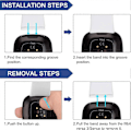 Miniatyrbillede 3 af 5: [3-pak] Rem kompatibel med Fitbit Versa 3 rem/Fitbit Sense rem/Fitbit Versa 4 / Fitbit Sense 2, blød silikone erstatningsrem til Fitbit Vers black*white*wine red large
