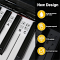 Miniatyrbillede 4 af 5: Fjernelses 88 Tangenter Klaver Keyboard Note Etiketter Genanvendelige Silikone Klaver Noter Guide Stickers -JRZD black and white