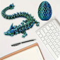 Miniatyrbild 1 av 5: 3D-tryckt Draks Leksaks Ornament med Ägg Snygg Dekoration för Skrivbord Present till Födelsedag Påsk red