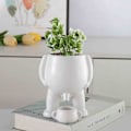 Miniatyrbillede 3 af 5: Sjov vase, der tisser, nyhedspotte til at tisse, potte til at tisse, sukkulente potter med dræn sort/hvid -GSL white without plant