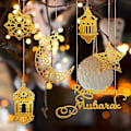 Pikkukuva 1 / 5: Eid Mubarak -koristeet Ramadanin koristeet Mubarak Eid -riipukset Ramadanin kuun ja tähden merkit kotiin Eid-juhliin gold a