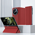 Miniatyrbillede 1 af 5: Magnetisk Beskyttelsesetui til Oneplus Open Flip Case, Minimalistisk Læder Støttefod Cover Fuld Krops Beskyttende Telefonetui red