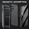 Pikkukuva 3 / 5: Tietosuojallinen Magneettinen Kotelo Samsung Galaxy S24 Plus:lle - Karkaistu Lasi, Täyspeitto, Käännettävä, Metallireuna, Suojaava Puhelimen Kotelo gold