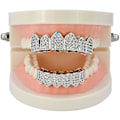Miniatyrbild 2 av 2: 18k guldpläterade Macro Pave Cz Iced-out Grillz med extra formningsstänger inkluderade