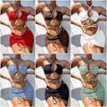 Pikkukuva 1 / 3: Kesäinen bikinitriange-uima-asu naisille, Halter-uima-asu, hame, 3-osainen setti, elegantti uimapuku Y-Z-T ZD B2 s
