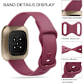 Miniatyrbillede 2 af 5: [3-pak] Rem kompatibel med Fitbit Versa 3 rem/Fitbit Sense rem/Fitbit Versa 4 / Fitbit Sense 2, blød silikone erstatningsrem til Fitbit Vers black*white*wine red large