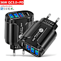 Miniatyrbilde 2 av 5: 36w Pd+qc3.0 2.4a EU US UK Standard Plug USB-lader Rask lading Mobil