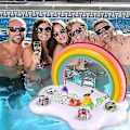 Miniatyrbillede 5 af 5: Flydende bar til poolparty, oppustelige kopholdere og køler, farverig sky-iskasse til drikkevarer, 1 stk., 6. juni 15
