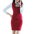 Miniatyrbillede 1 af 5: Dame Business Kontor Solid Farvet V-hals Vest