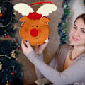 Miniatyrbilde 4 av 5: 3 stk. Juteposer til jul med eple-motiv, julepynt, godteposer style 3