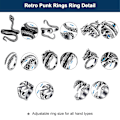 Miniatyrbild 3 av 5: 8 st Vintage Punk Ringar Bläckfisk Drakslang Justerbar Ring