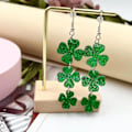Miniatyrbillede 5 af 5: Sankt Patricks Dag Øreringe til Kvinder og Piger, Irske Shamrock Hængende Øreringe Grønne Kløver Drop Øreringe Held & Lykke Smykker Gave style 1