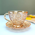 Miniatyrbilde 1 av 4: Nordisk stil Internett kjendis solsikke retro relieff glass kaffekopp med skål og håndtak Latte kopp ettermiddagste kopp sett ZD B2 a