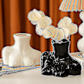 Miniatyrbild 3 av 5: Keramisk blomsterarrangemang Dekoration Ljus byst kroppskonst Vas Vit_ ZD W