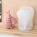 Miniatyrbillede 1 af 5: Påskehare Silikonform, 3D Kanin Lysform, Dyre Epoxy Harpiksforme, Silikon Kanin Påskehare Bageform DIY Støbningsform b