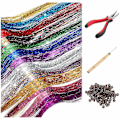Miniatyrbilde 1 av 4: Hårglittertråder med verktøy 12 farger 1800 tråder Fehår Varmebestandig Glitter Hårglittertrådersett 120cm