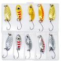 Miniatyrbillede 1 af 5: 10 stk. Fiskeskeer Lokker & Agner Holdbare Hård Metal Spinner Agner til Ferskvand & Saltvand 17