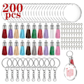 Miniatyrbild 2 av 5: 200 st Acrylic Nyckelringsblanks Kit med Nyckelringar Hoppringar Runda Transparenta Skivor silver