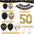 Miniatyrbild 3 av 5: Grattis på födelsedagen Banner Ballong Fest Deko Set, 120*80cm Stor Födelsedag Banner Deko Svart Guld Banner & Ballong, Födelsedag Banner Grattis på födelsedagen Fest Su 60 years old