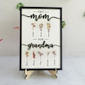 Miniatyrbild 4 av 5: Present till mamma på mors dag, presenter till mormor, månadsblomsterträplakett med stativ, personliga presenter till mormor från barnbarn, present till mamma från dotter 8x12in