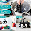 Miniatyrbilde 3 av 5: Svart fredag ​​barnelagring og serveringsstativ for egg, pingvinformet eggkoker for hardkokte eller bløtkokte egg, rommer 6 egg, enkel å koke og fryse