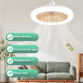 Miniatyrbild 2 av 4: Takfläktar med Fjärrkontroll och Ljus LED-lampa Fläkt E27 Konverteringsbas Smart Tyst Takfläktar för Sovrum Vardagsrum white