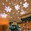 Miniatyrbilde 3 av 5: Bladformet Juletre-Projektorlampe Snøstorm Juletre Topplampe Led Juletre Toppstjerne Projektorlampe gold us plug